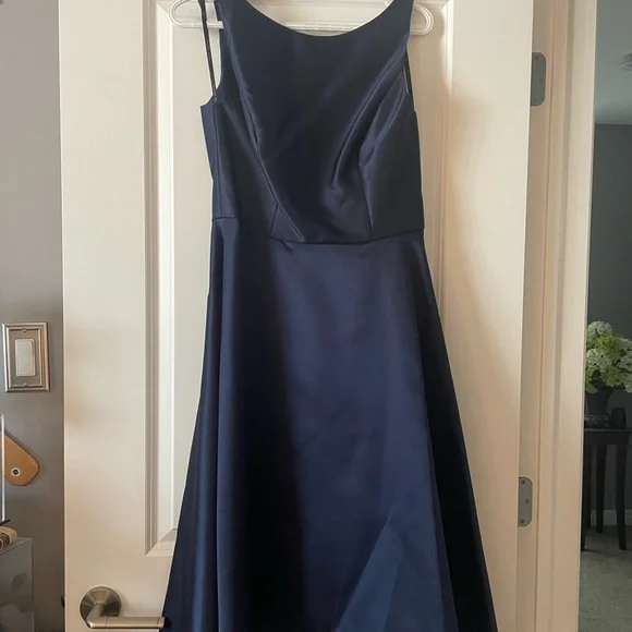 ALFRED SUNG Dresses Alfred Sung Navy Sateen Twill High Low Cocktail Dress Size 8r Poshmark